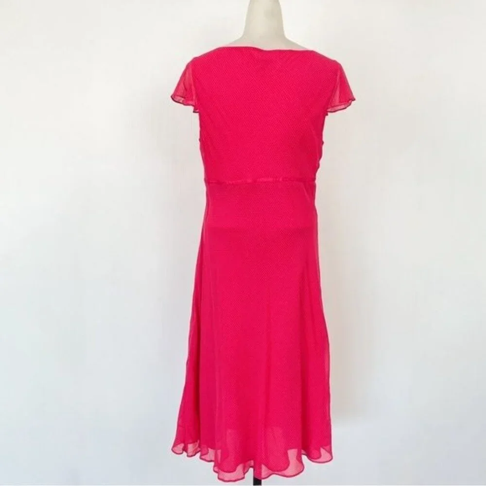 Ann Taylor Pink Vintage Y2K Dress Polka Dot Bow 10